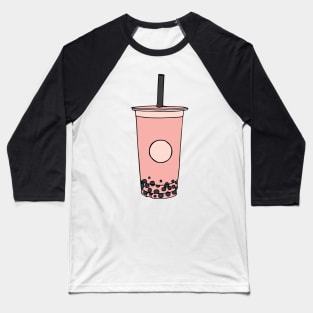 Pink Boba Bubble Tea Drink Baseball T-Shirt